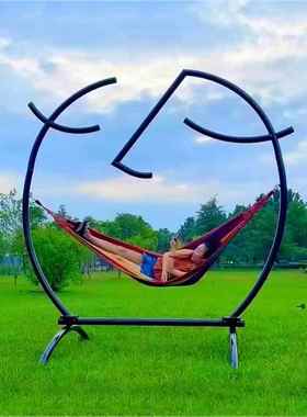 AL100751千民宿美陈拍照秋户外笑造型秋吊床千装饰脸打卡微笑景区