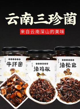 云南特产油鸡肉丝菇即食牛肝菌鸡纵菇野生菌子鸡棕菌山珍菌酱鸡枞