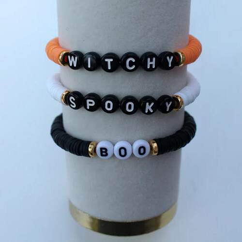 跨境亚马逊热卖pook boo withch珠子手链套装万圣节Halloween