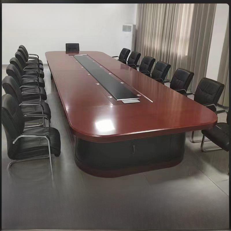 大型会议桌长桌高端椭圆形大型会议桌椅油漆会议室谈判培训桌椅组