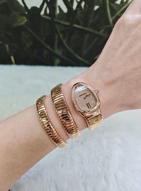 [9.8新宝格丽SERPENTI灵蛇系列舞动奇迹玫瑰金原钻石英女表101956