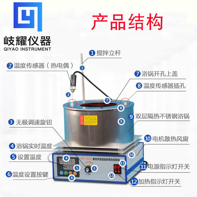 产地货源实验室集热式磁力搅拌器 DF-101S恒温水浴锅油浴锅电磁锅