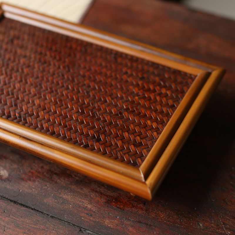 大漆茶台 原竹日式席茶具茶盘家用小茶台茶桌壶垫干泡台 一壶一杯