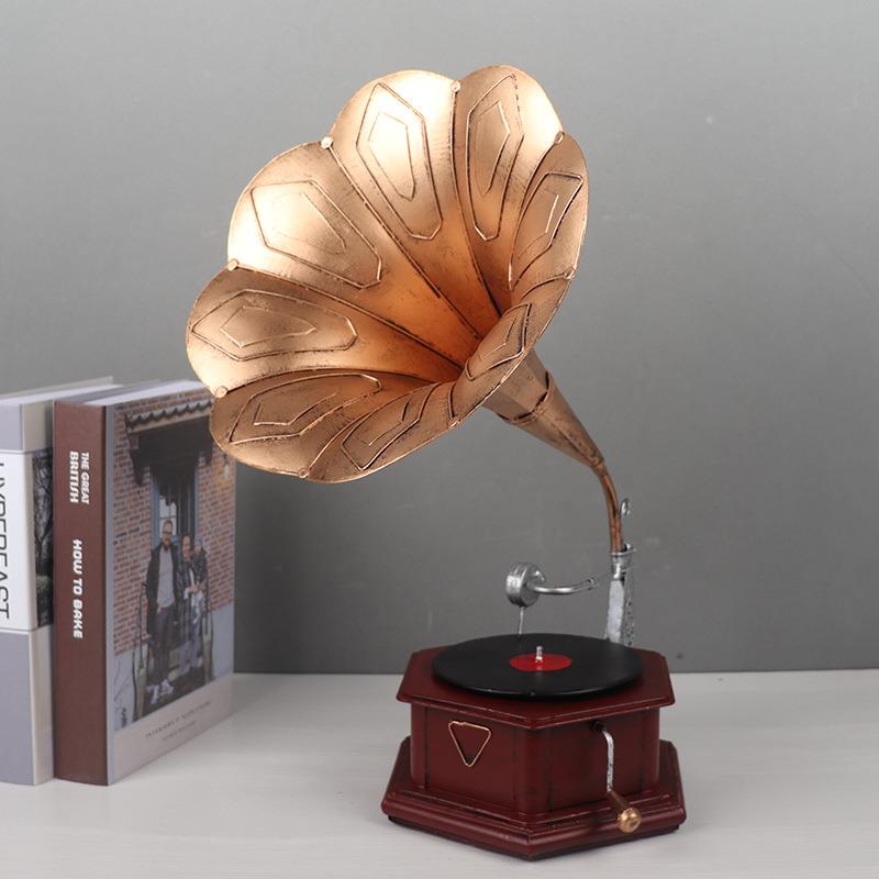 古留声机模型件古典手工艺术品怀旧客厅摆420吧复橱窗酒酒柜装饰