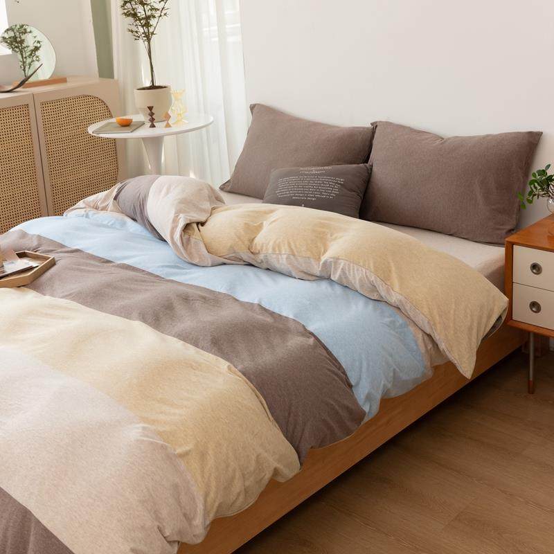 正品软床超柔｜酥天竺棉床上四件套针织全棉被套纯棉裸学睡生笠三