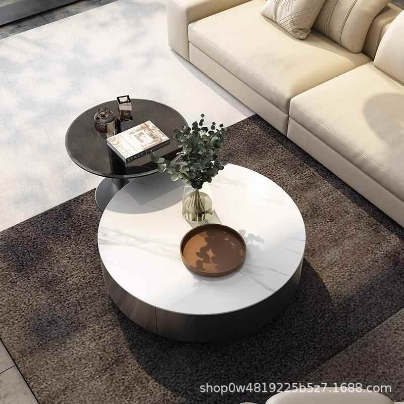 式现极简岩板圆形茶几客厅家用小户意轻奢简约代2MZR025型新款电