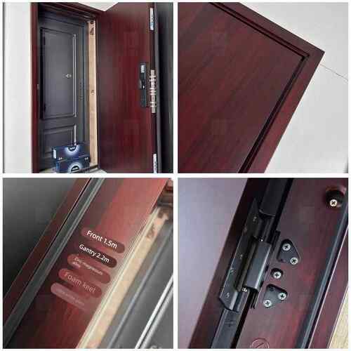 新款甲级防盗门家用入户门中式红木纹内外同色单门子母门包安装