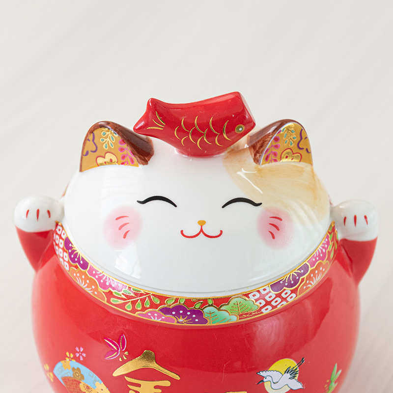 招财猫陶瓷茶叶罐普洱存茶密封罐带盖防潮高档家用大储物罐空罐