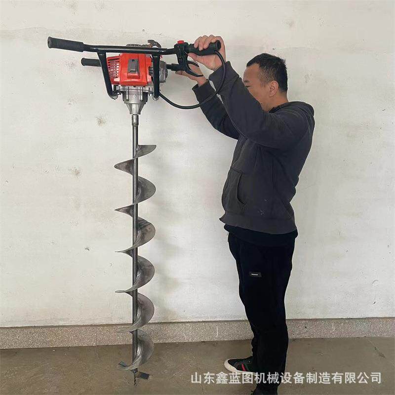 多用途汽油螺旋地钻工地打地基钻坑机葡萄园钢管立柱打地锚打坑机