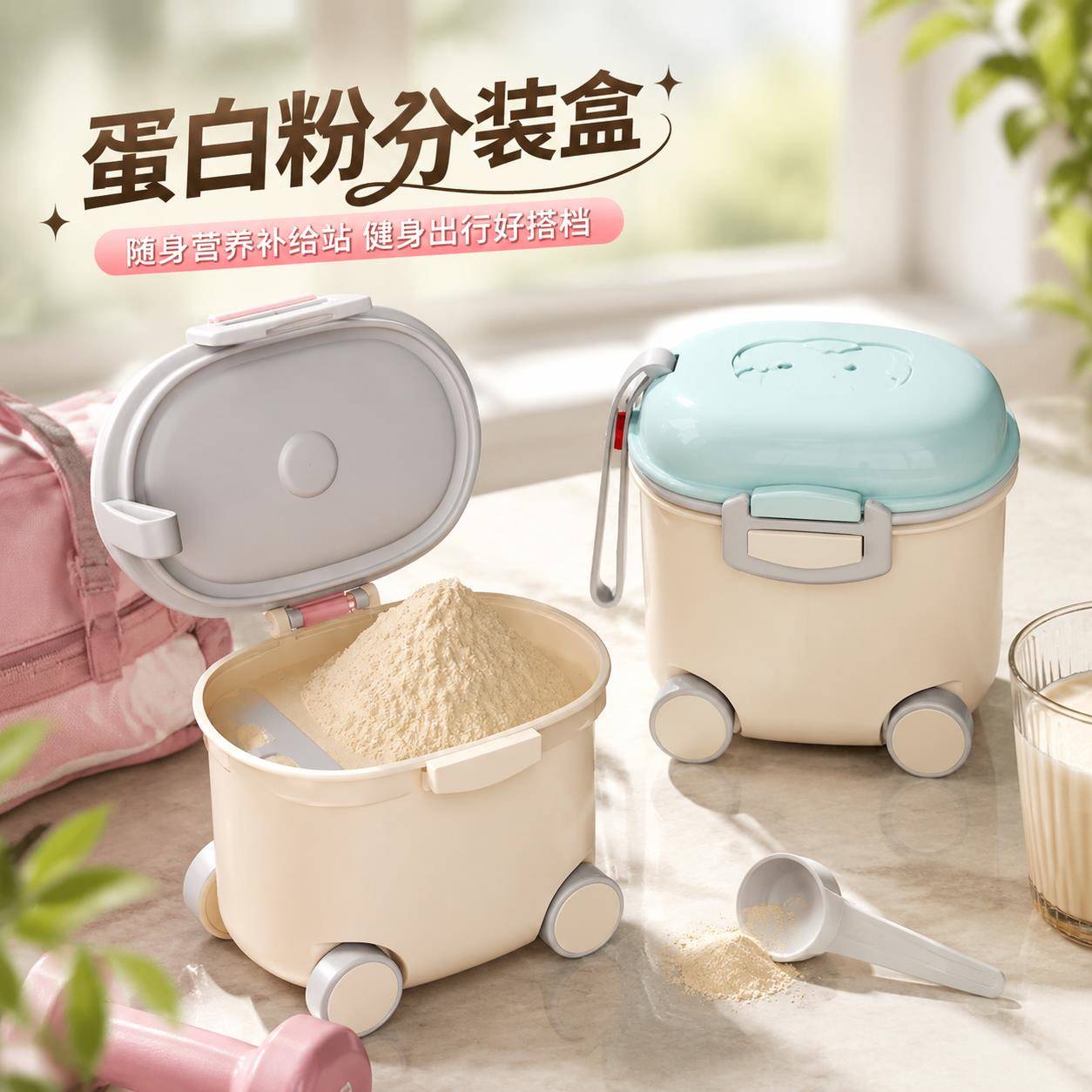 蛋白粉分装盒防潮储存罐米粉奶粉专用密封罐便携外出盒子2026新款