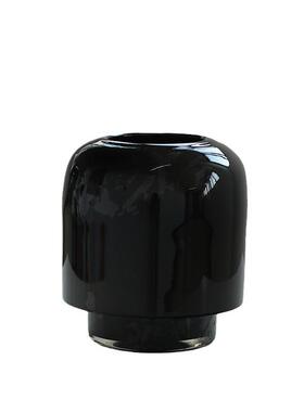 中古白瓷琉璃直筒花瓶宅寂风手工磁粉黑色厚底干花样板房轻奢摆件