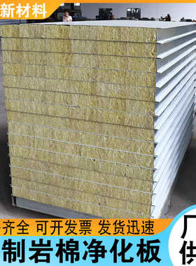 机制岩棉净化板无尘洁净室实验室用岩棉夹心净化板隔热保温彩钢板