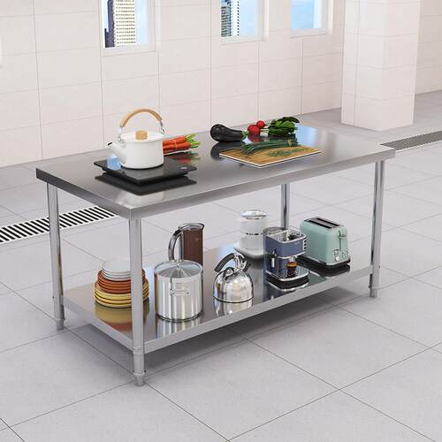 后厨操作台双层不锈钢工作台饭店打荷台不锈钢桌子三层商用打包台