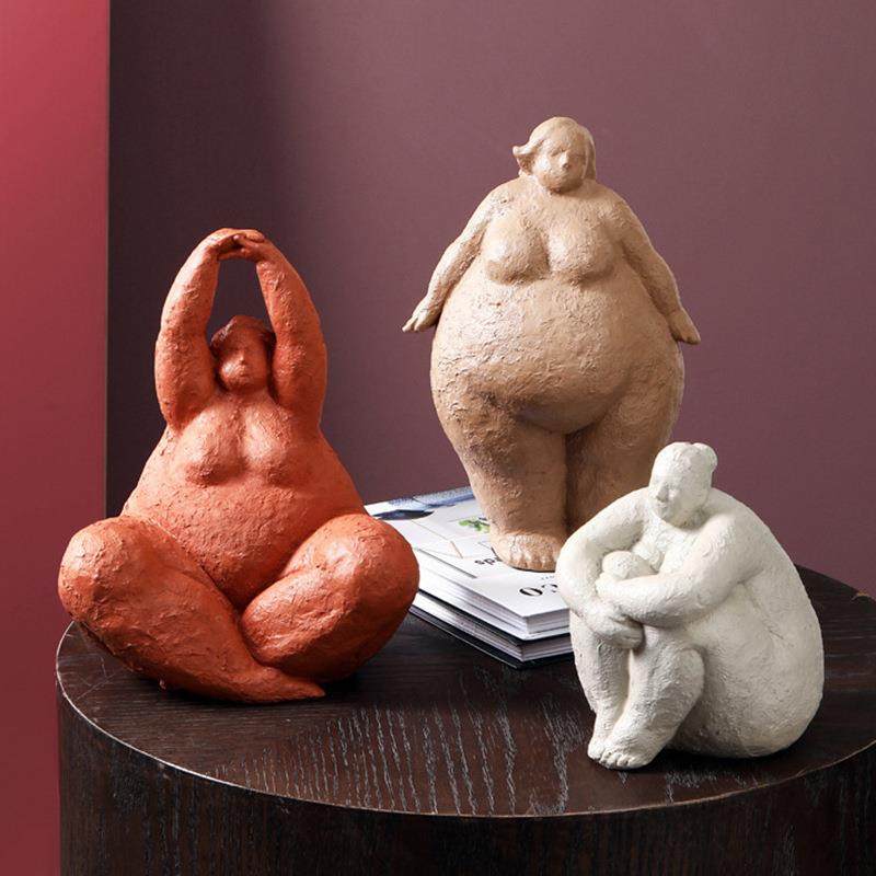 创意胖女MSW人雕塑摆件酒店售楼处样板间书抽架装品艺象术人物饰