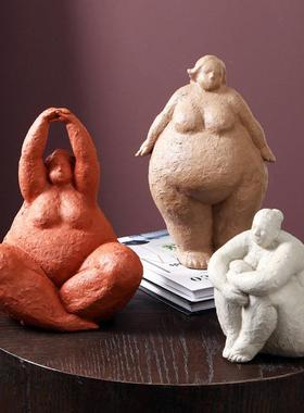 创意胖女MSW人雕塑摆件酒店售楼处样板间书抽架装品艺象术人物饰