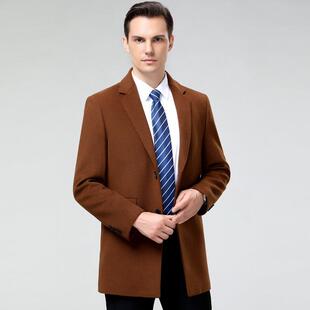 WL大衣西装 高羊外绒档859 领羊尼纯色套休毛闲爸爸男 男式 秋冬新款