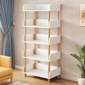 简易书架置物架落地网红桌边靠墙儿童家用实木多层客厅小书柜学生