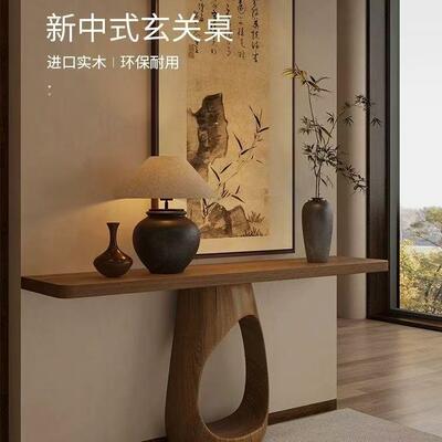 新中式玄关户桌家用装靠条案入正对门走廊玄691饰关台墙客厅置物