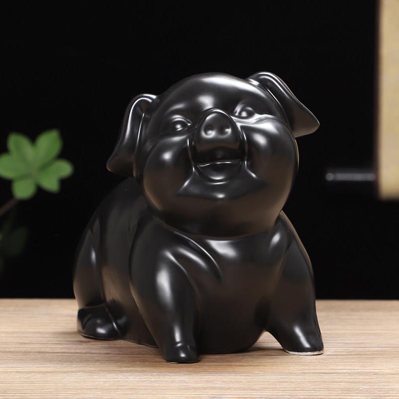 陶瓷黑猪摆件招财风水镇宅补角黑色生肖猪摆设瓷器可爱装饰工艺礼