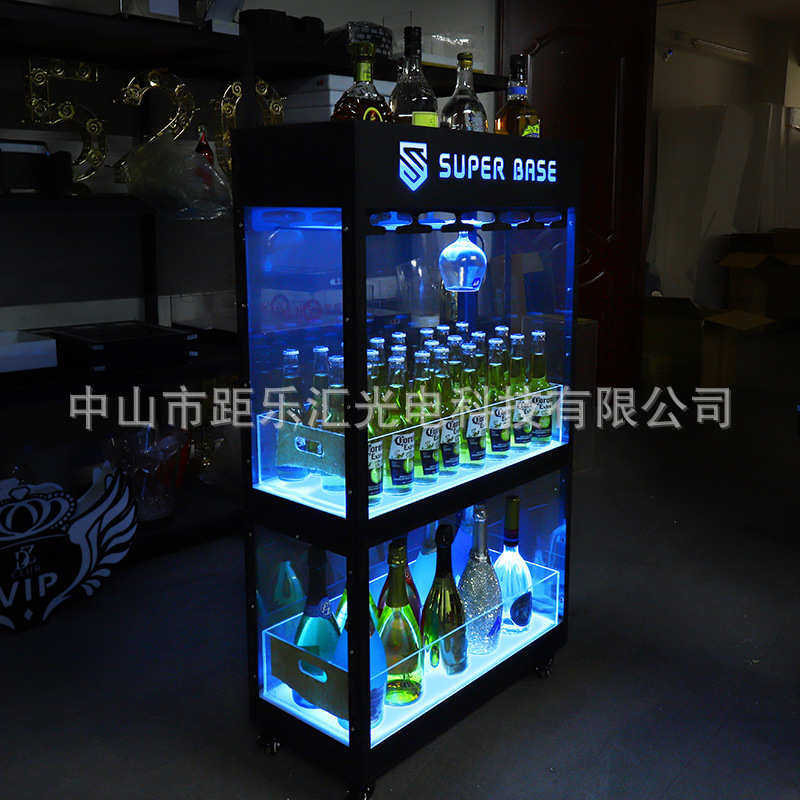 led发光酒柜酒吧红酒洋酒展示柜KTV香槟柜XO酒架亚克力可移动酒柜