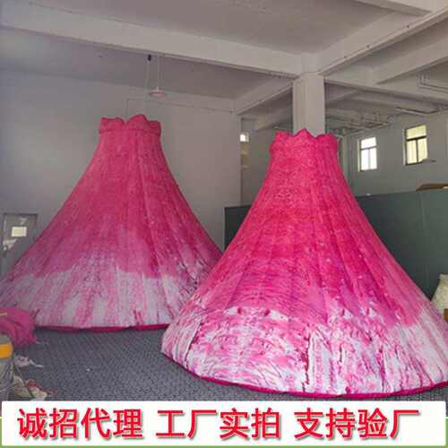 粉红火山气模喷发大型网红景区打卡拍照美陈布置露营求婚摆件引流