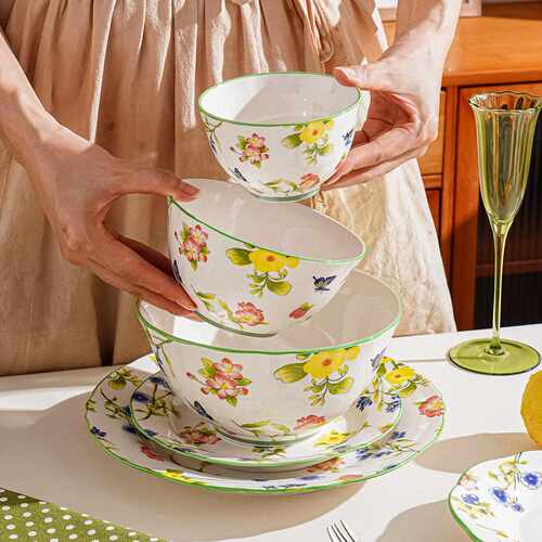 Fresh and Clean Ceramic Rice Bowls for Home Use, 2025 New De