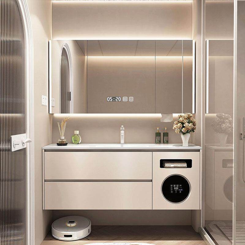 洗洪一体浴室柜组合带小型洗衣机岩板无缝陶瓷盆卫生间洗脸洗漱台,家装主材,浴室柜,淘宝优惠券,粉丝福利购,淘宝优惠卷