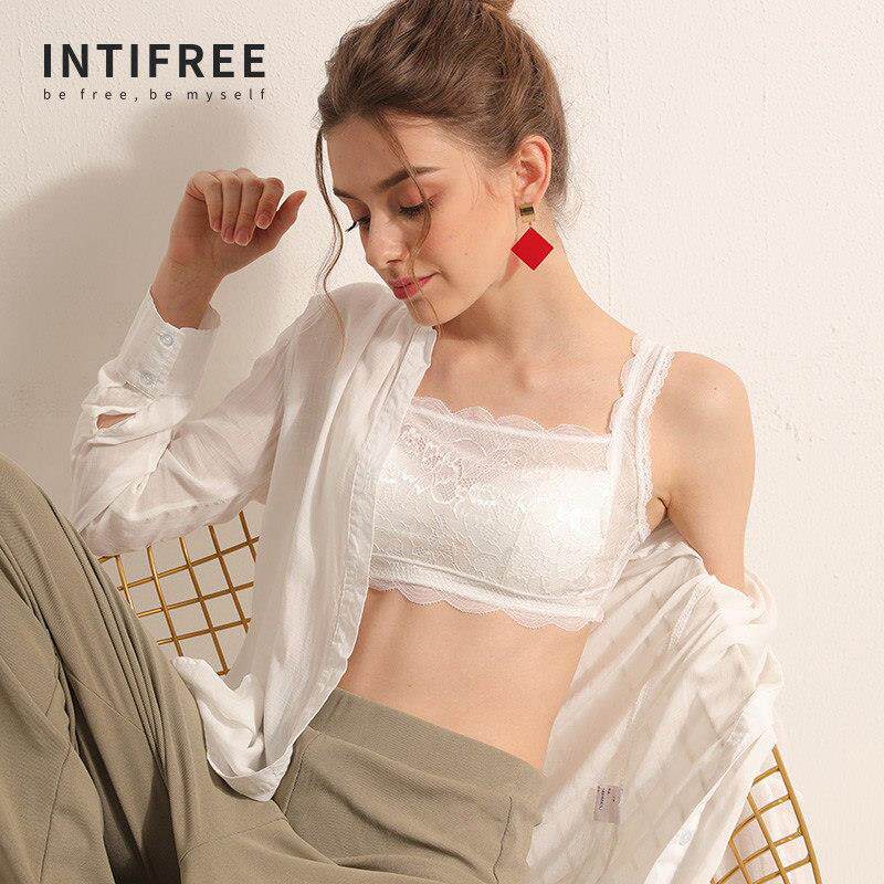 抹胸式文胸真丝内衣薄款蕾丝内搭裹胸防走光大胸显小美背法式胸罩