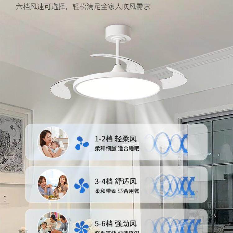 轻奢感隐形风扇吊灯家用客厅餐厅卧室智能吊扇灯2025新款灯具