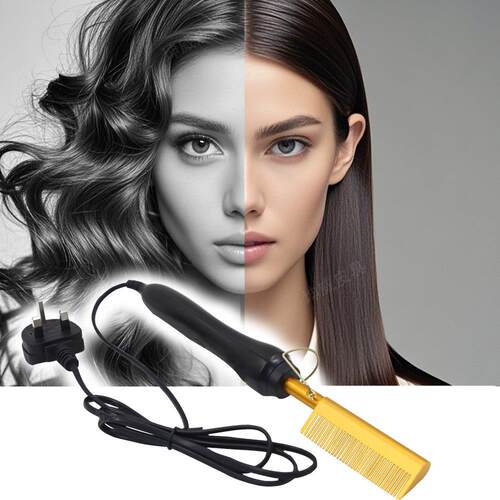 跨境小型无线直发女卷发棒自动干湿两用电热铜梳夹板造型直发梳