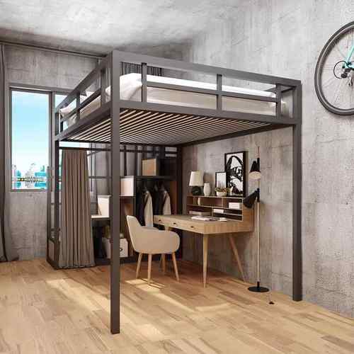 阁二楼桌复式楼床铁艺loft高架床成人单上床层WDZ003上下组合家用