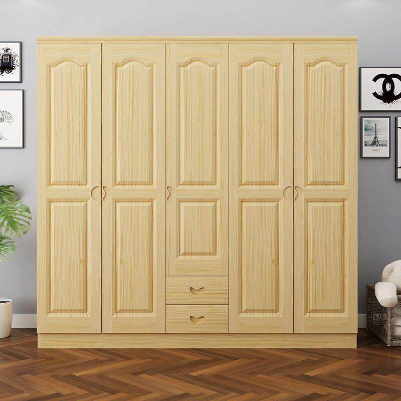 松木衣柜实木大衣柜家用卧室成人收纳简易组装原木衣橱木质小户型