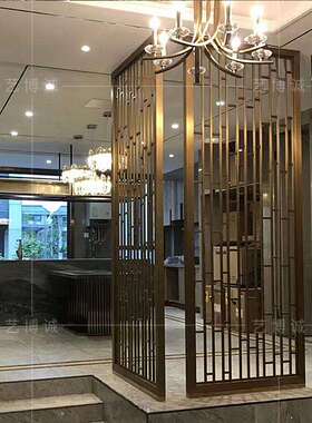 金属屏1146B风隔断客厅厅红式玄中关客家用装饰黑钛网镂空不锈钢