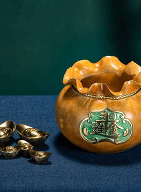 全铜臻品日进斗金聚宝盆铜摆件家居装饰品客厅玄关办公室乔迁新居
