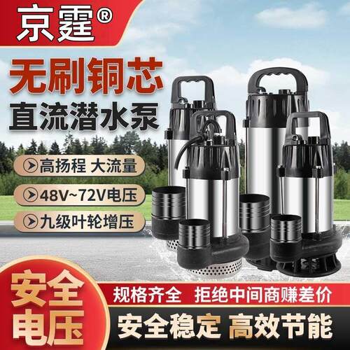 电动车48v60v72v无刷直流潜水泵电瓶车专用抽水泵浇菜农用灌溉机
