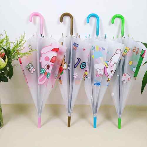 创意小清新poe磨砂透明雨伞可爱学生伞8骨长柄自动透明伞厂家直销