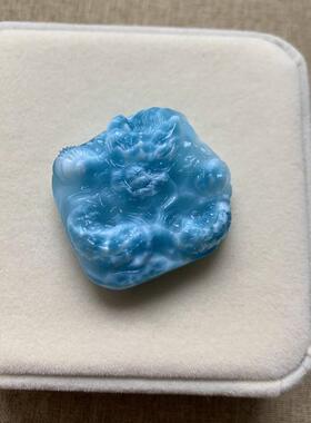 多米尼加海纹石龙牌吊坠拉利玛锁骨链坠挂件规格38.6*36.4*13.8mm