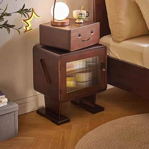 【折扣价】实木床头柜收纳卧室储物柜客厅创意斗柜机器人侧边带灯