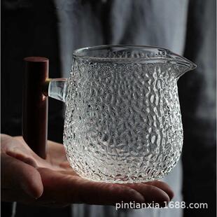 家用茶器耐热杯 纹功夫茶带茶具分锤海加厚把把木玻璃公道日式