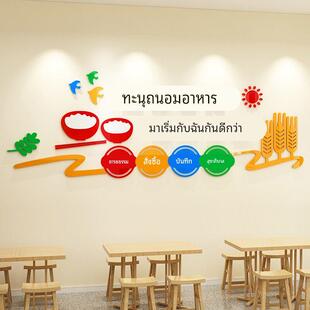 学校食堂珍惜节约粮食文化墙贴画餐厅幼儿园午托班小饭桌标语装饰