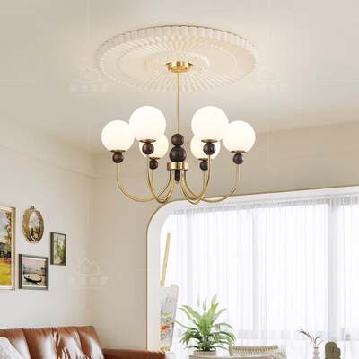 法式中古客lY4963e厅d吊灯现代简书约网红魔豆主卧灯室房美式复古