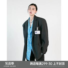 BLACKBB/春秋oversize条纹西装外套男女韩版休闲廓形百搭西服长袖