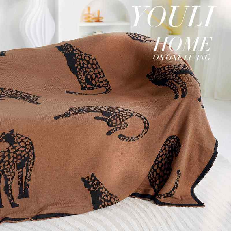 北欧高级毛毯针织毯复古客厅沙发毯办公室午休毯子午睡毯黑色盖毯