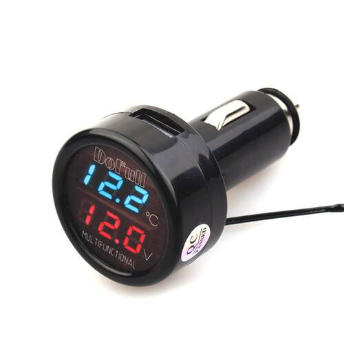 正品汽点烟车器车载2.11A手温机车充充电器车内电压度表3合快速检