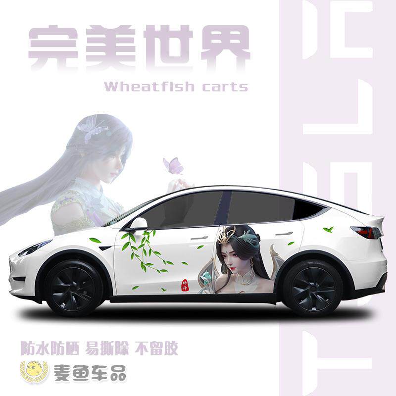 特斯拉ModelY完美世界云曦柳神叶倾仙车贴定制毛豆3石昊车身拉花