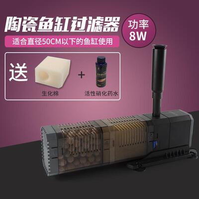 高档森森陶瓷鱼过滤创器金缸鱼缸瓷缸圆形鱼缸滤装饰过意喷泉造景