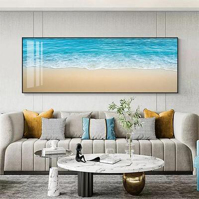 蓝色风景大海浪画花客厅饰沙发背景墙挂画 画书办公室装画 画卧室