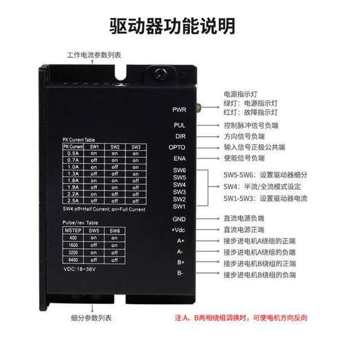 新力川MC425E两相驱动器42步进电机DC18-36V自发脉冲开关量控制
