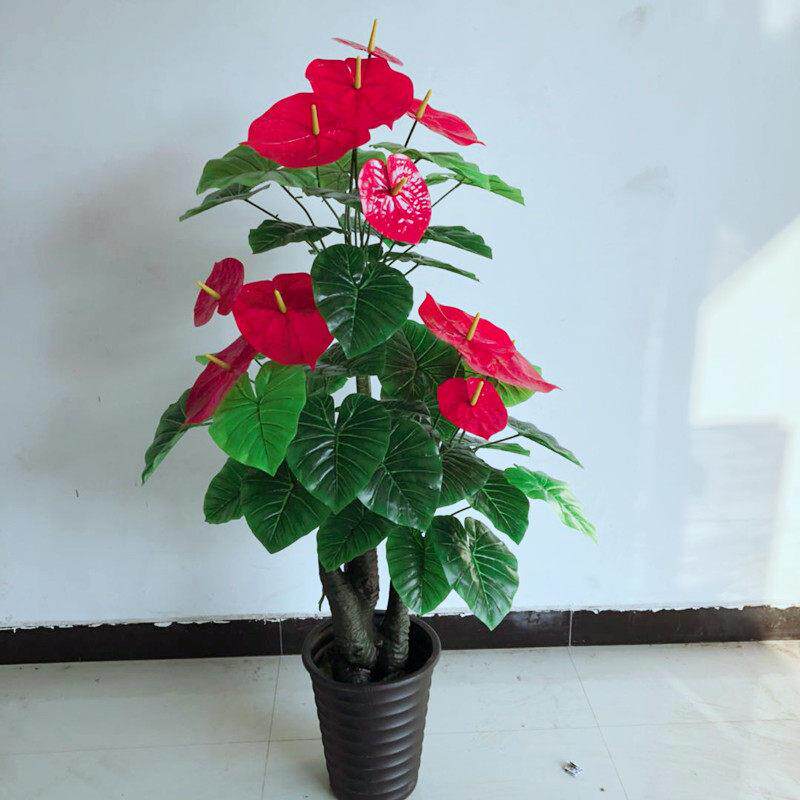 大型火鹤花彷真植物玫瑰花落地客厅盆栽装饰如意滴水观音假树假花