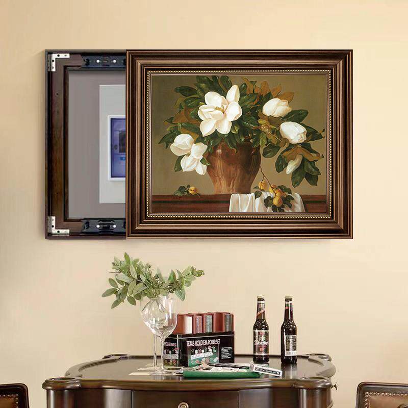 美式电表箱装饰画画左右推拉遮挡饭厅配电箱开关盒挂画画覆古2025